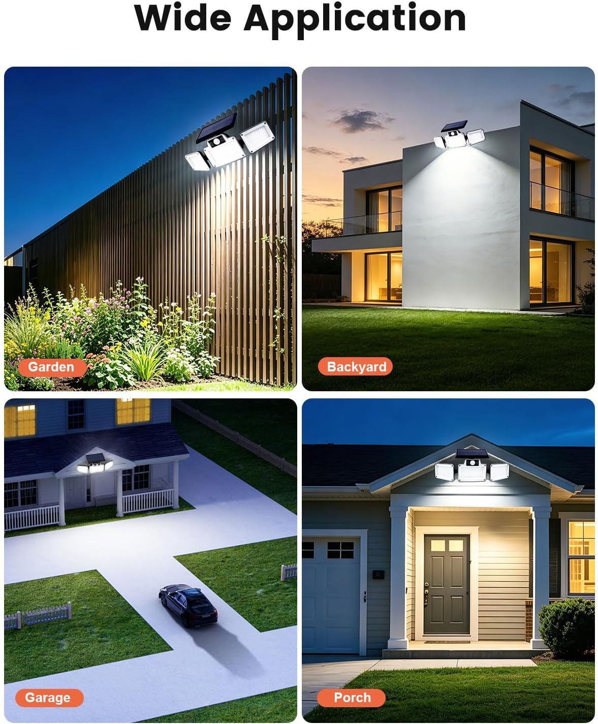 JumJam Solar Flood Lights, Security Lights Outdoor Motion Sensor for Garden
