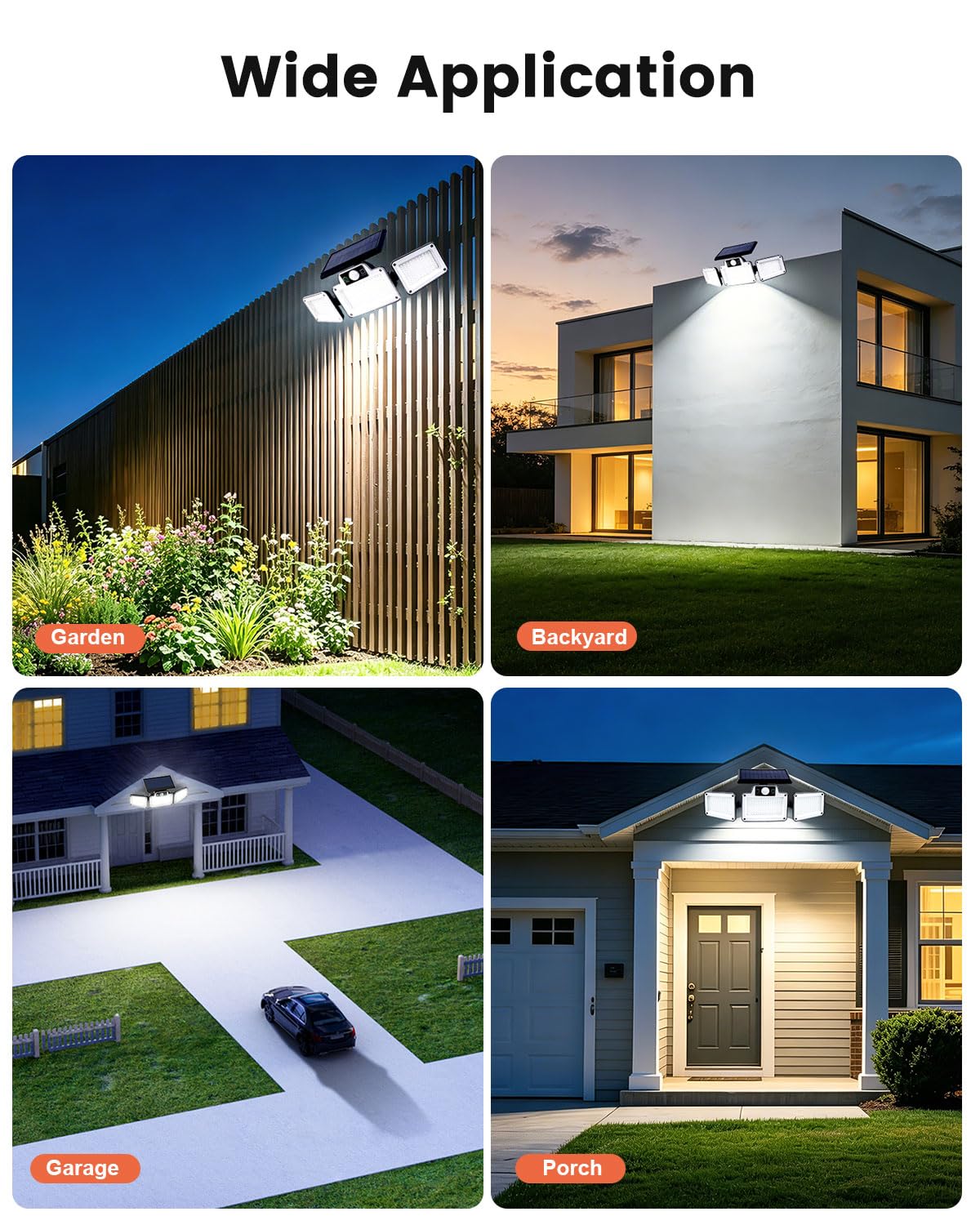 JumJam Solar Flood Lights, Security Lights Outdoor Motion Sensor for Garden