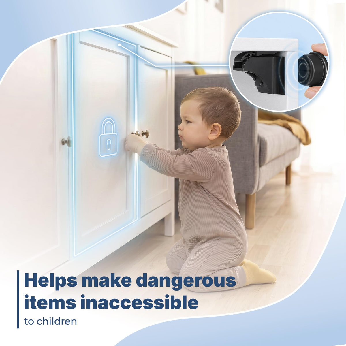 Hoffenbach – 12 Locks & 3 Keys – Magnetic Cupboard Locks – Child Safety Locks for Cabinets, Drawers & Kitchen – Invisible Baby Proofing with Magnet for Doors & Cupboards – White