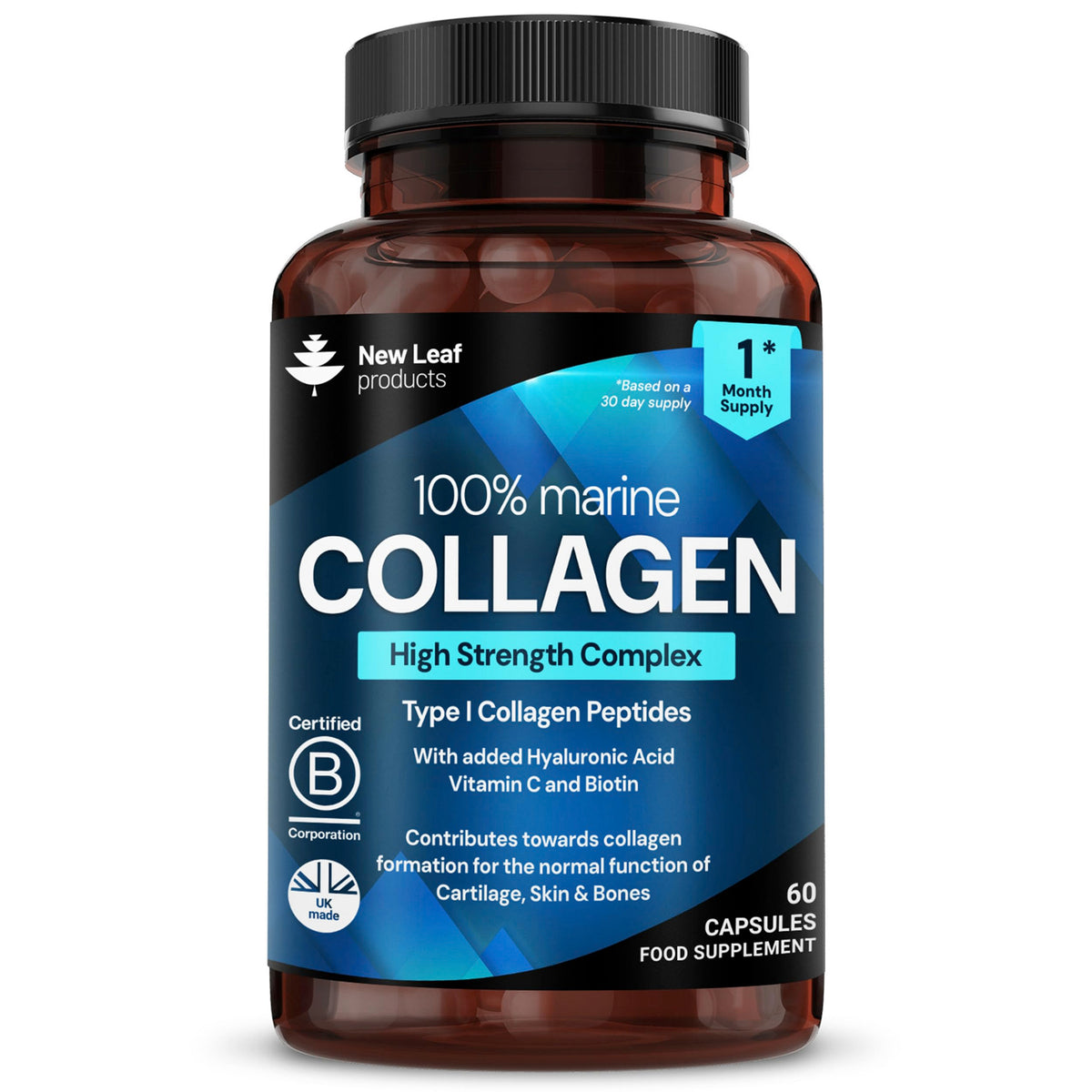 Marine Collagen Gummies for Women, 60 Gummies 1 Month Biotin, Folic Acid