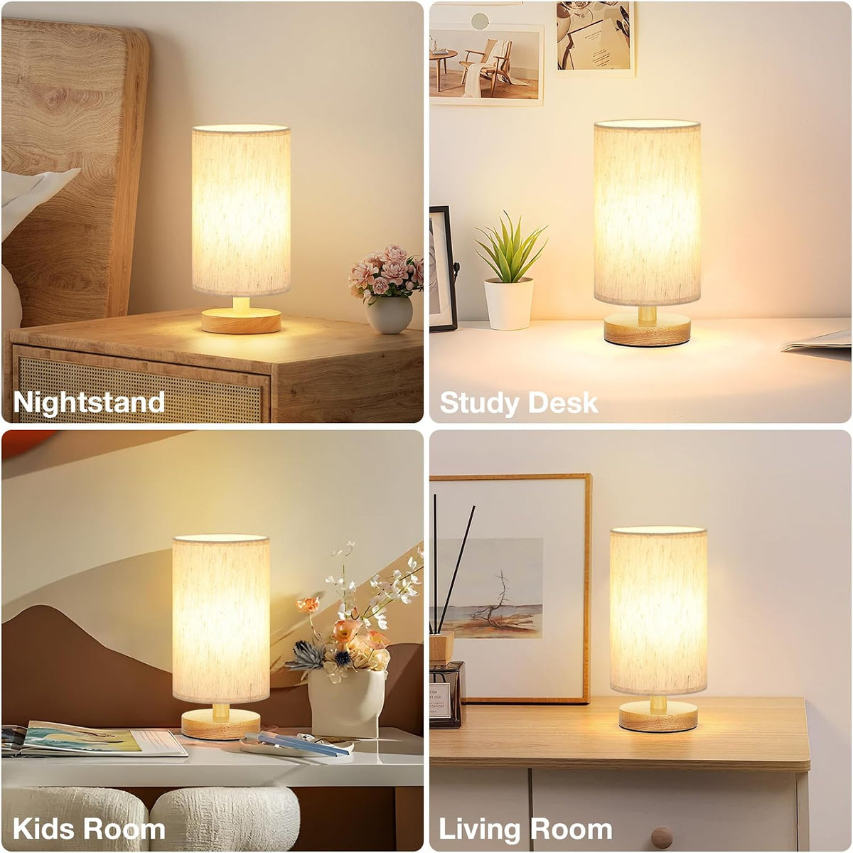 Aooshine Bedside Lamps, 3000K Warm Table Lamp for Bedroom Living Room