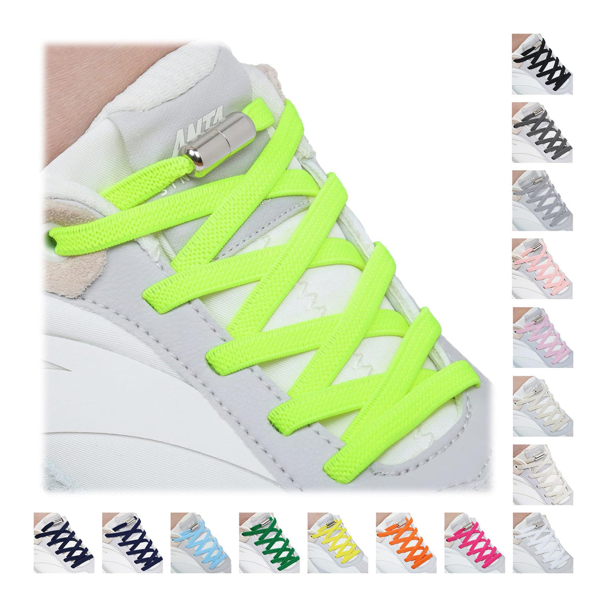 Handshop 2 Pairs Elastic Laces, No Tie Shoelaces for Trainers