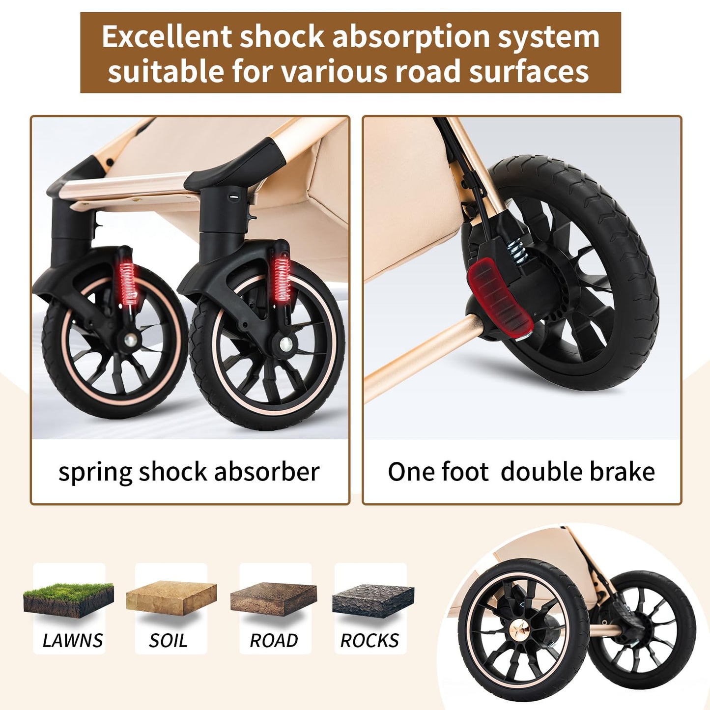 3 in 1 Baby Stroller with Height Adjustable Handle,3 in 1 Prams Travel System, Lightweight Foldable Pushchair, Prams with Aluminum Frame for Portable Baby Carriage (D2 Pink, H2-D)