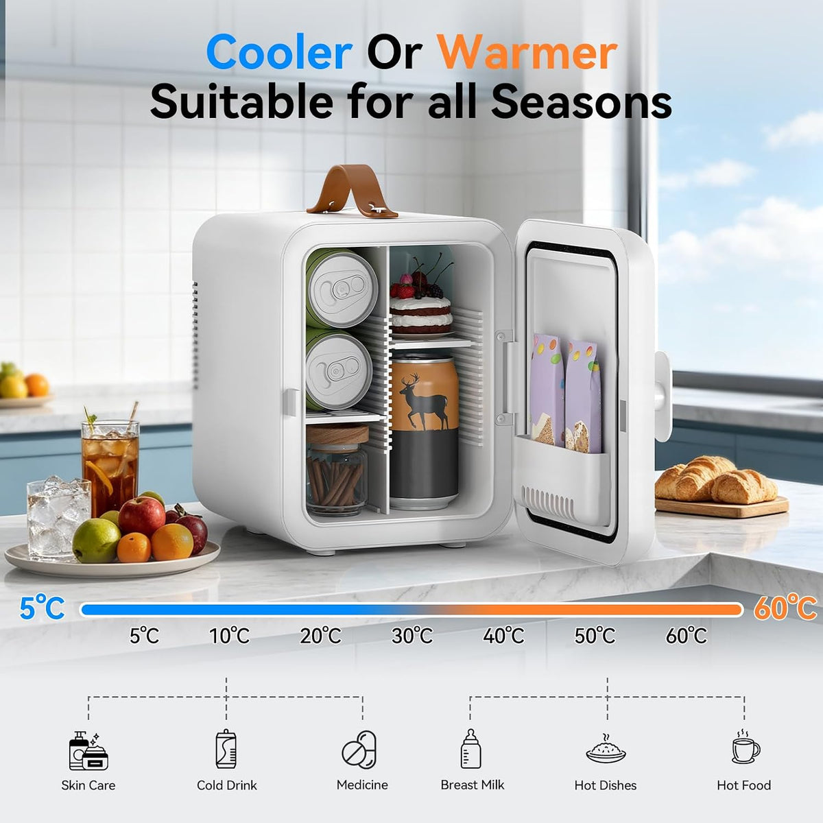 4 Liter Mini Fridge for Bedrooms, Portable Beauty Refrigerator