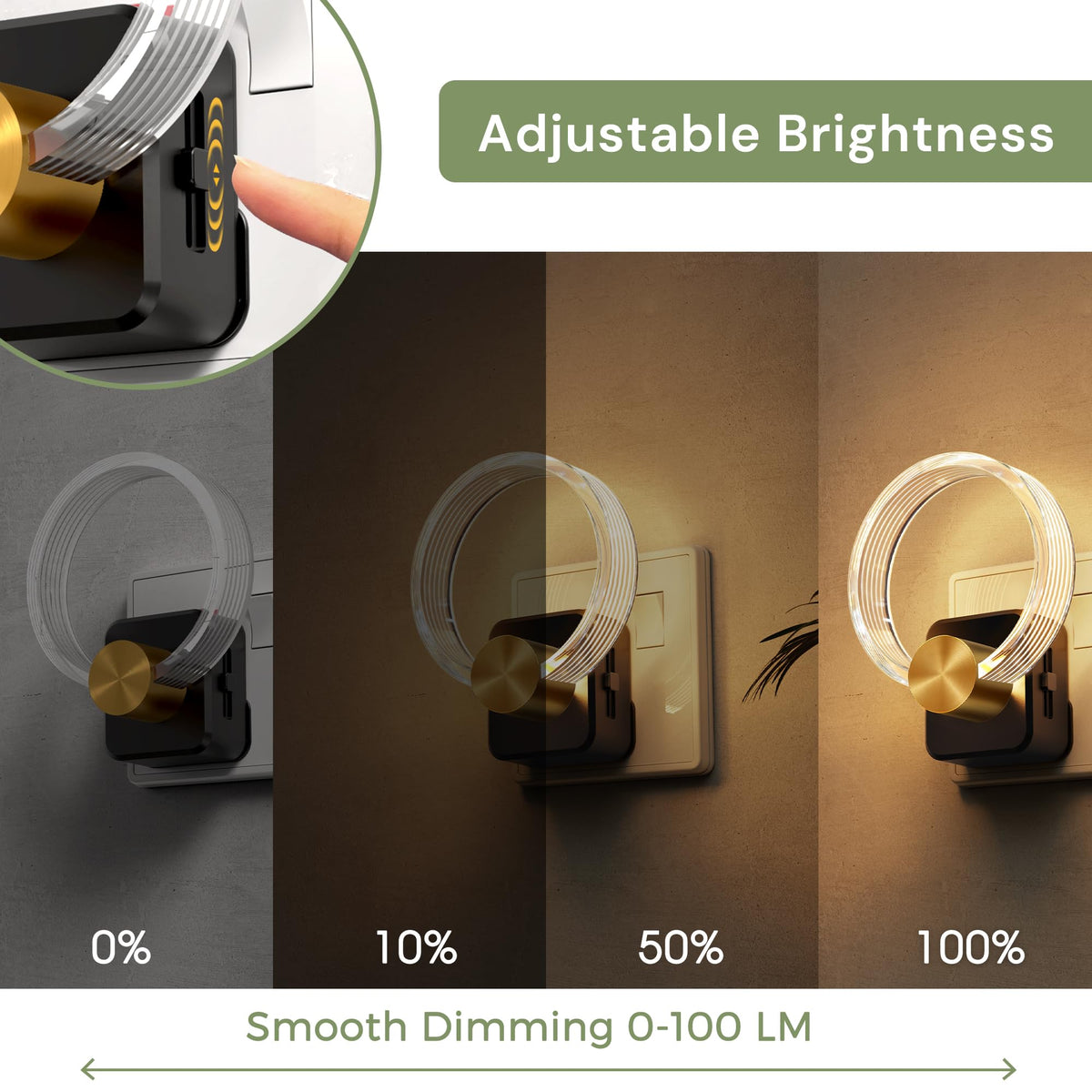 LOHAS-LED Night Light Plug in Wall with Motion Sensor, Dimmable Night Light