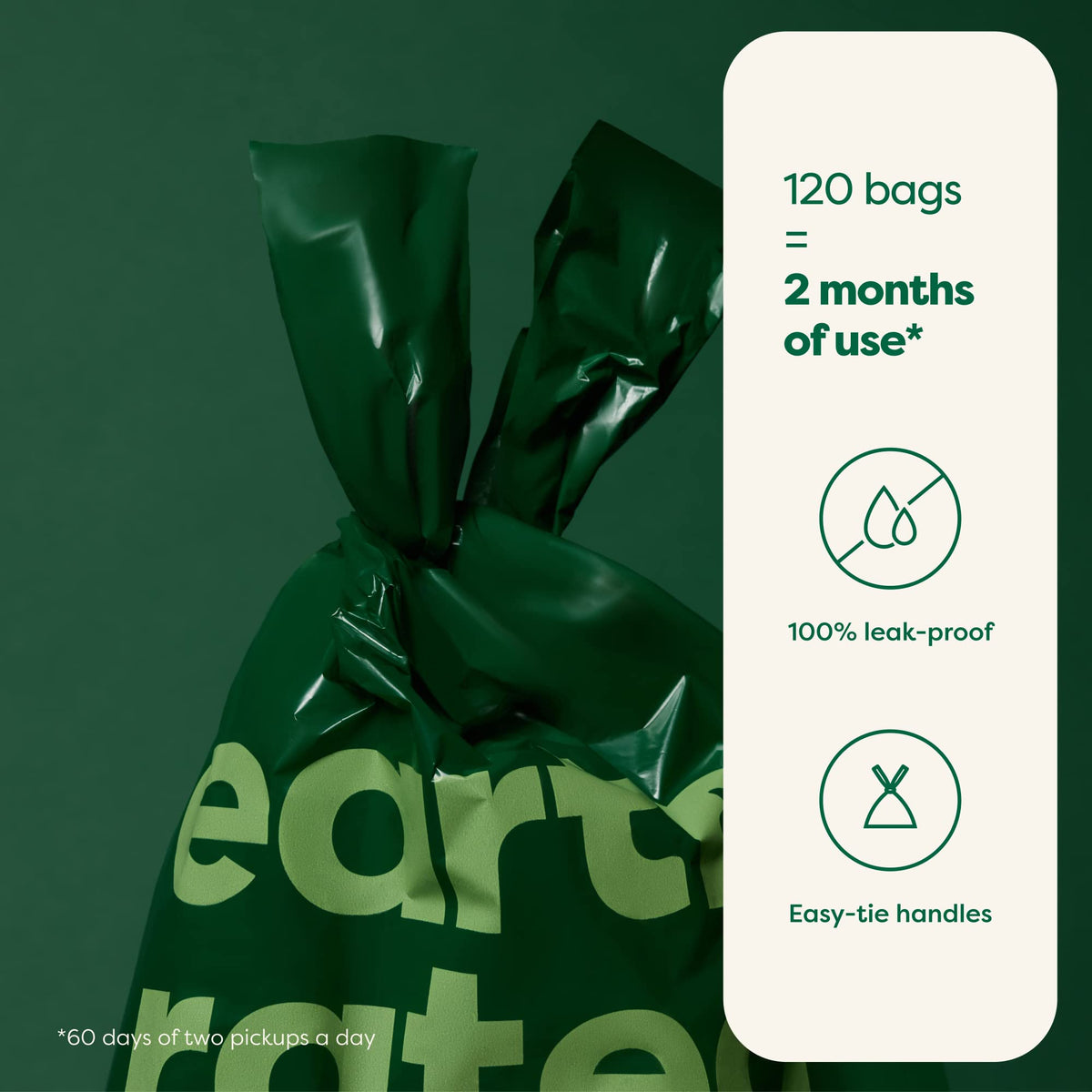 Earth Rated Dog Poo Bags with Handles, Easy Tie and Guaranteed Leakproof, Lavender Scented, 120 Bags