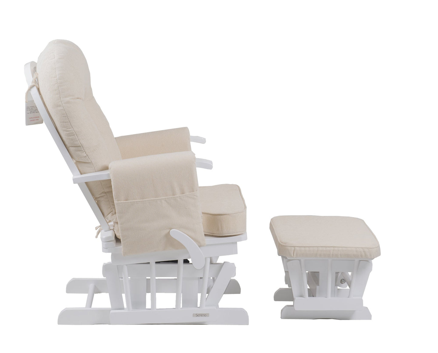 Kidzmotion Sereno Nursing Glider maternity rocking chair with glide lock and footstool … (White)