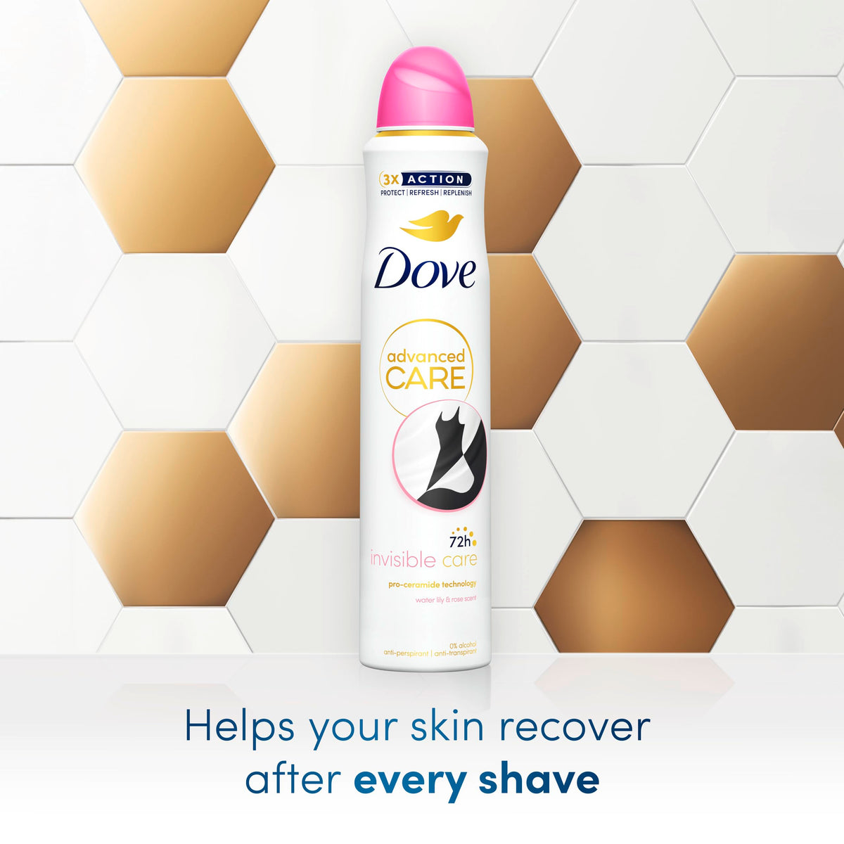 Dove Advanced Care Original Anti-perspirant Deodorant Spray with Triple Moisturising technology aerosol for 72 hours of protection 100 ml