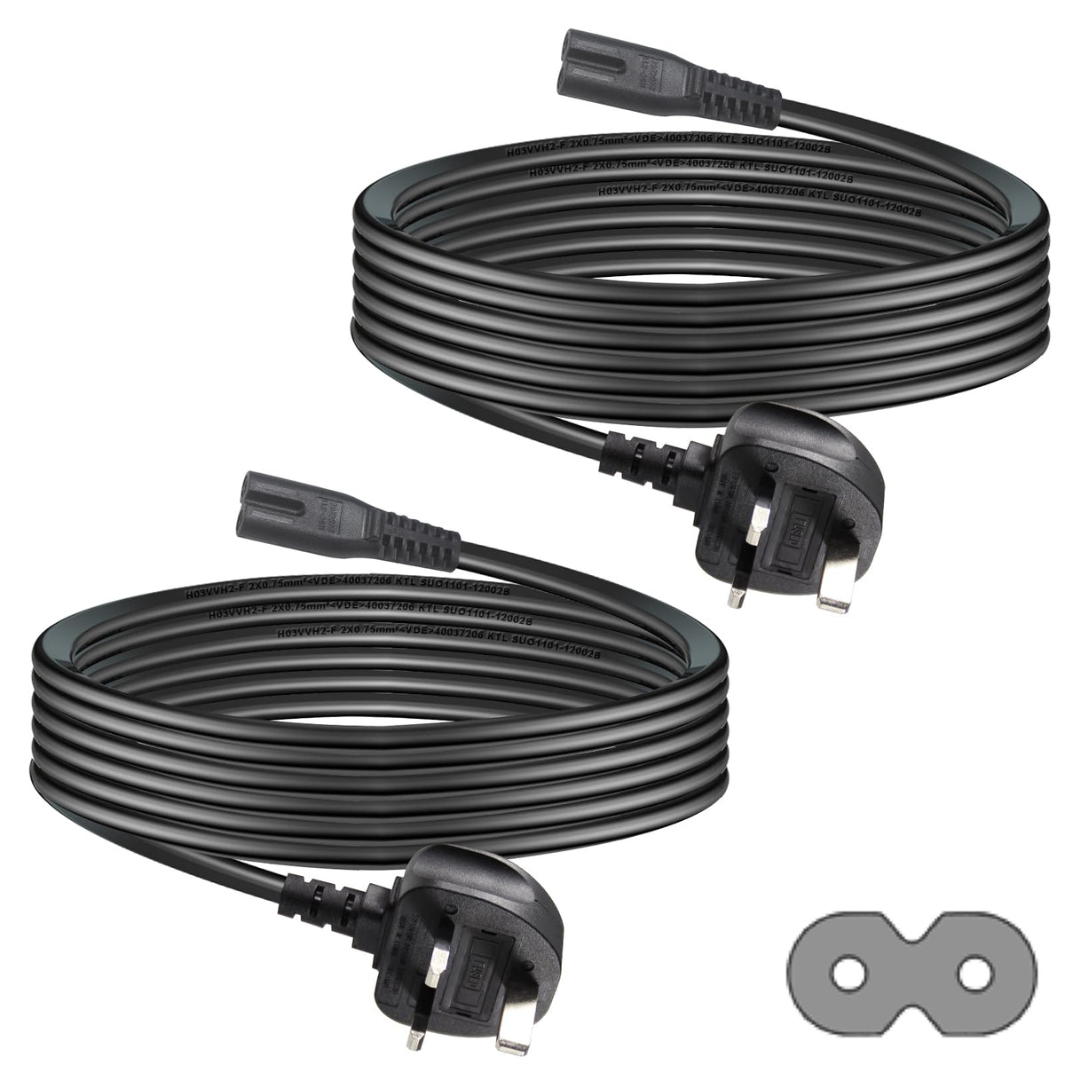 power 5M UK 3PIN Plug to IEC C7 Figure 8 Replacement Mains Cable Compatible with PS5, Xbox Series X, tv, Samsung, LG, Sony