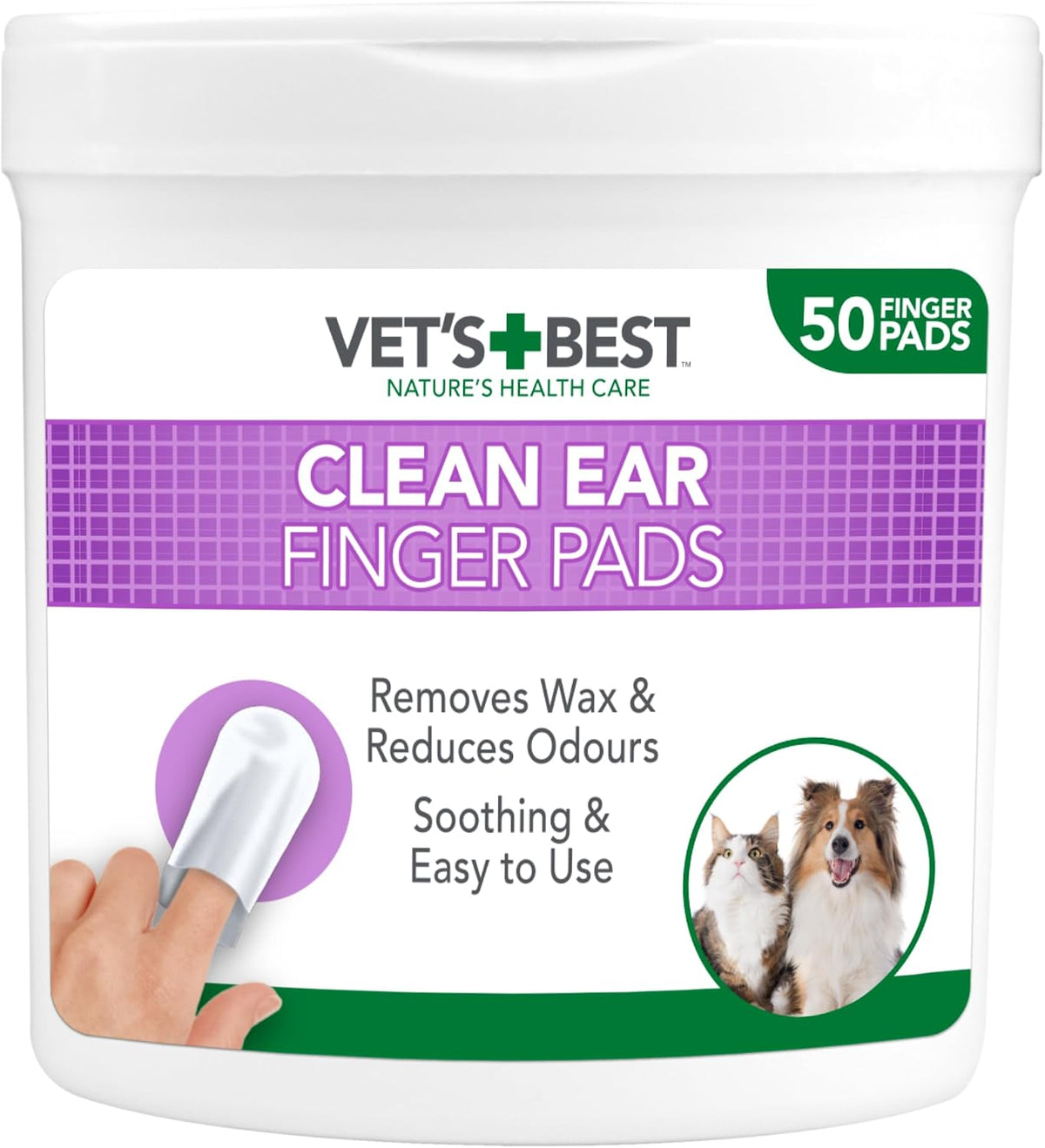 Vet's Best Ear Relief Finger Wipes 50 Disposable Wipes