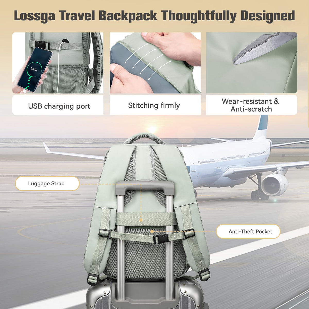 Lossga Ryanair Cabin Bags 40x30x20 Underseat Carry-ons Travel Backpack (Pack of 2)