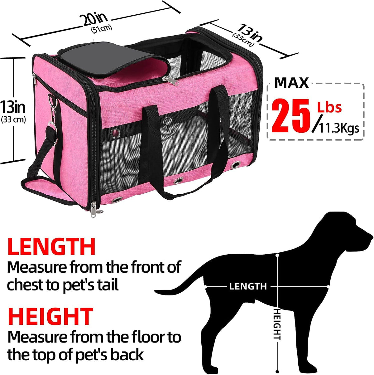 Dycietx Soft Sided Foldable Cat/Dog/Pet/Puppy Carrier Bag, Portable Pets Travel Carriers For Cats/Dogs With Shoulder Strap & Removable Mat, Durable Cat Basket of 17 lbs Airline Approved(Black, M)