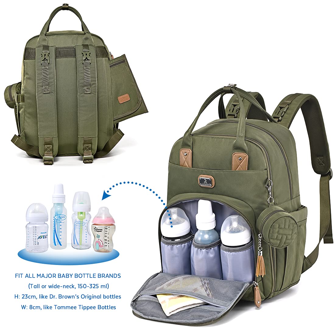 Dikaslon Baby Changing Bags Backpack, Large Baby Bag, 19 Pockets, Outdoors