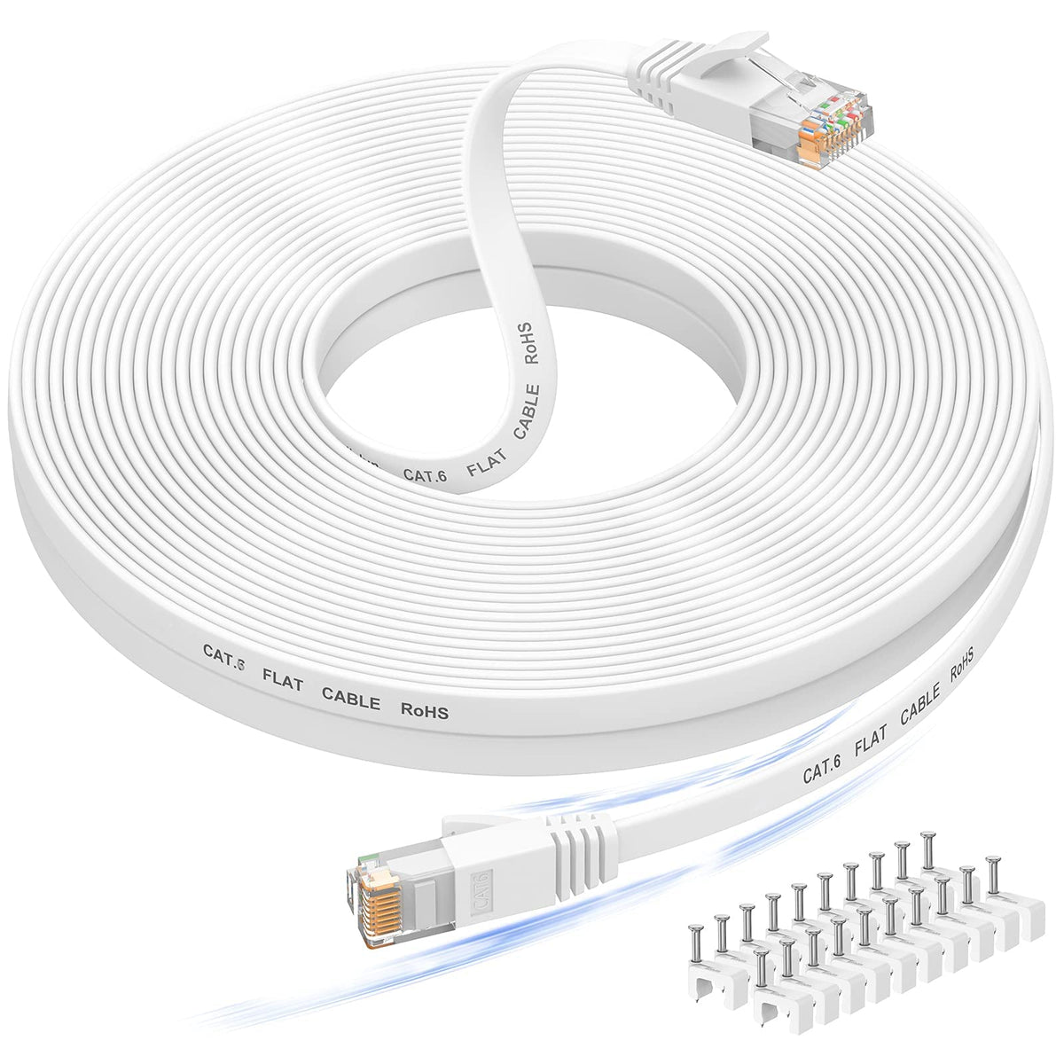 Ethernet Cable 2M, Cat6/Cat 6e Internet Cable, Flat Network Patch Cord