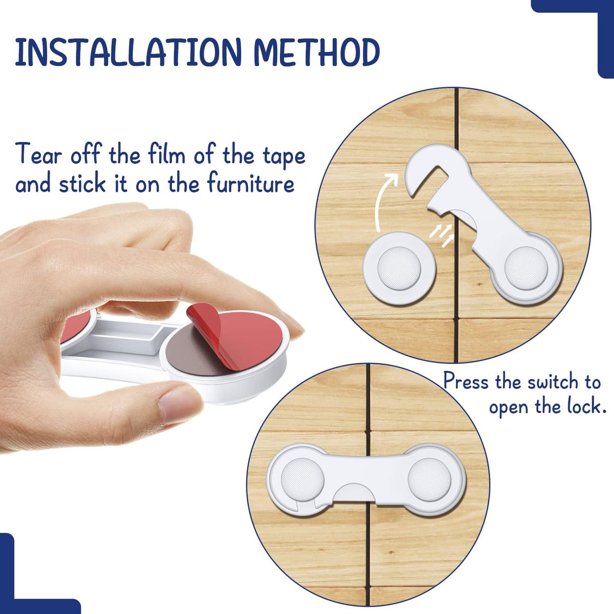 Cupboard Locks for Children 12 Pack - White
