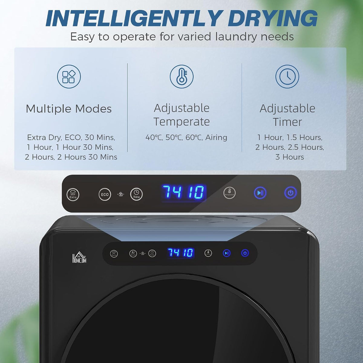 HOMCOM Vented Tumble Dryer 5kg Wet Laundry/3kg Dry Capacity 1000W Black