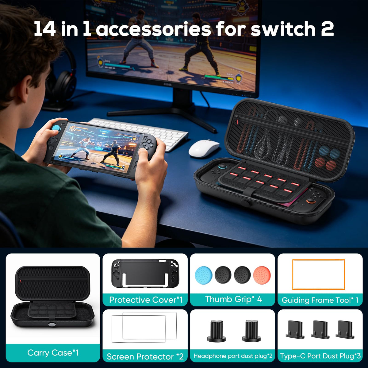 Case for Nintendo Switch 2, Travel Case with Charging Hole and 10 Game Card