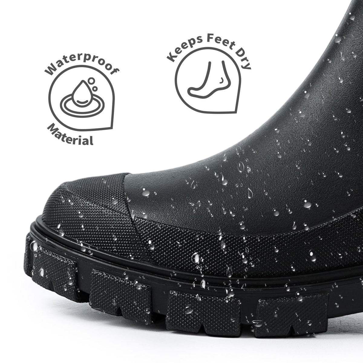 DRECAGE Wellies Boots Women Waterproof Short Chelsea Fashion Ladies Comfortable Rain Boots Outdoors Garden Walking