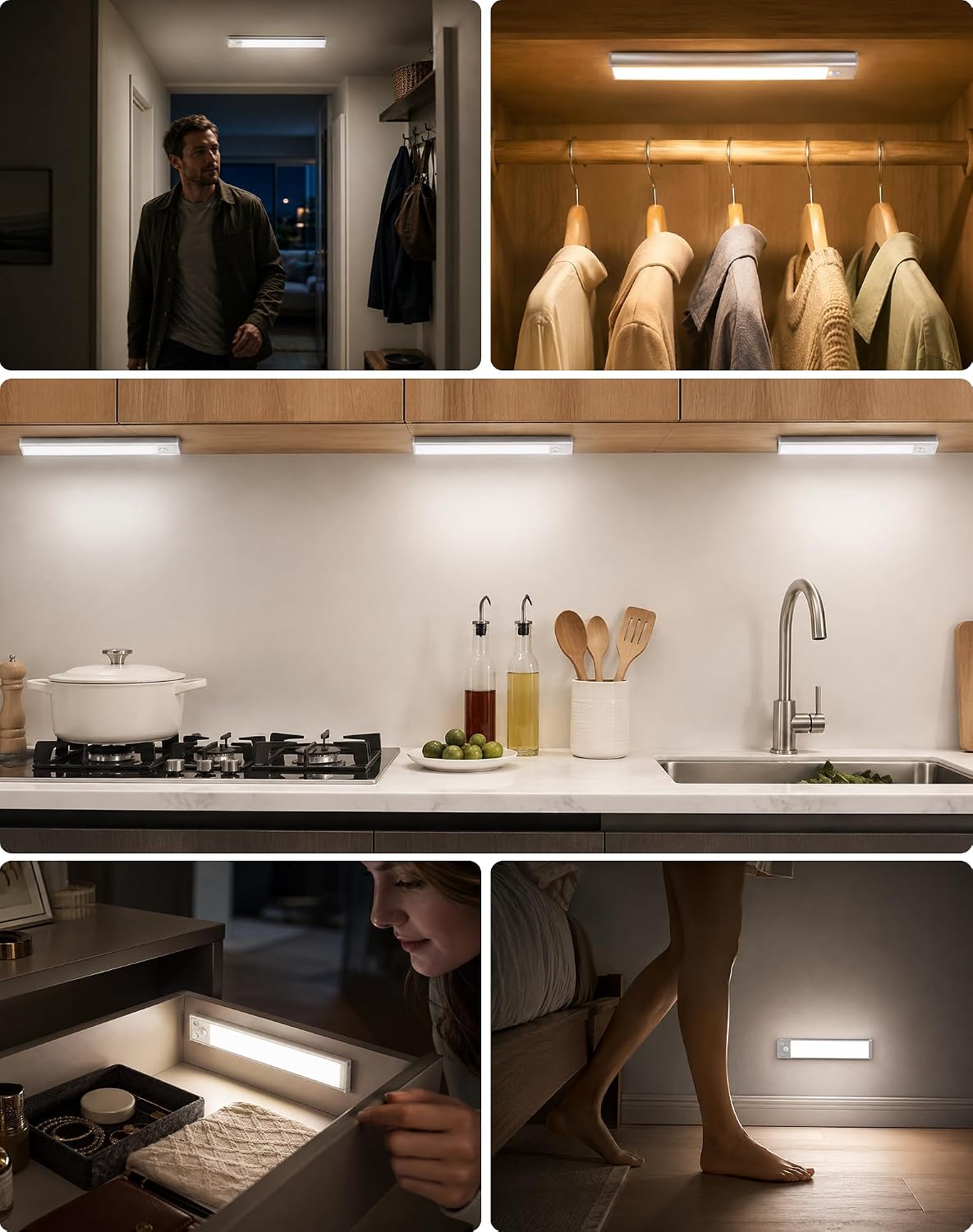 JEKEMORYE Under Cabinet Kitchen Lights Cupboard - LED Motion Sensor Light