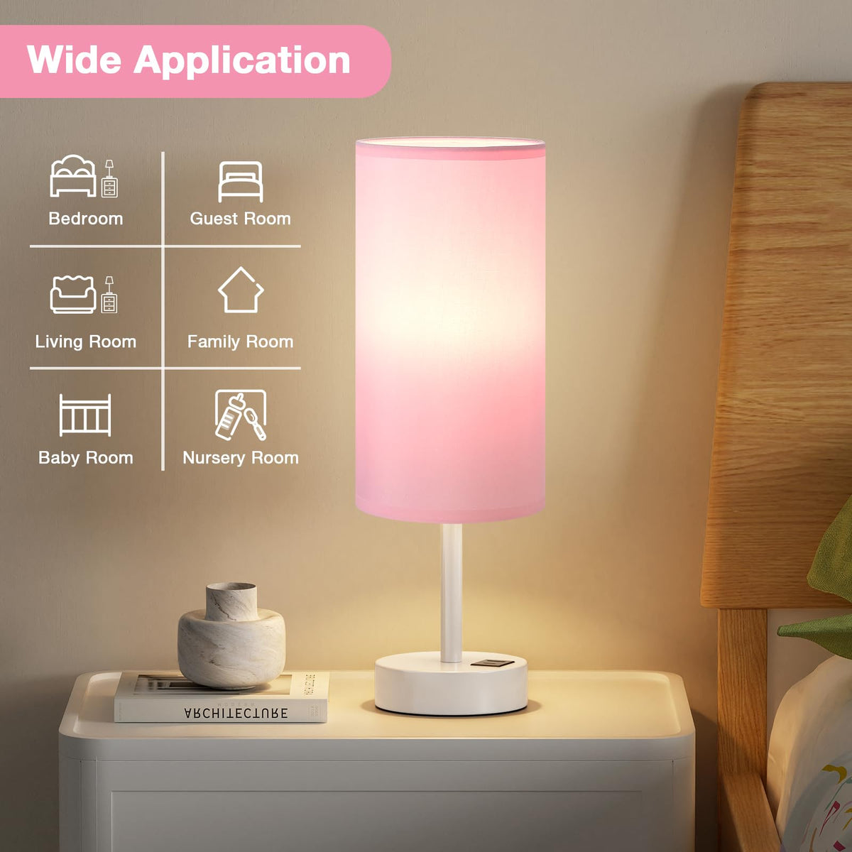 Aooshine Grey Table Lamp, 3-Way Dimmable, USB A + C Charging