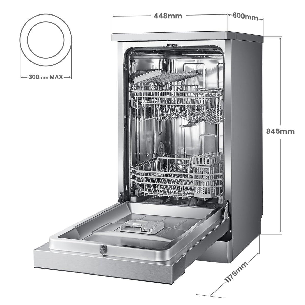 COMFEE' Slimline Dishwasher, 45cm, 10 Place Settings, White