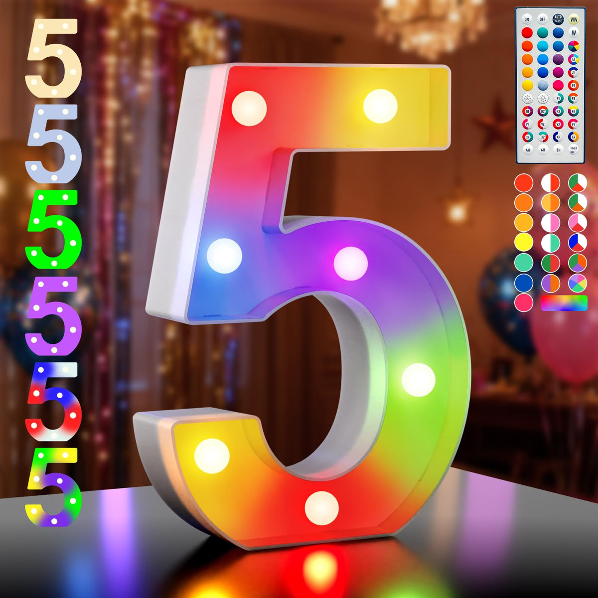 Ledido Pink Glitter Light Up Number 80 for 80th Birthday Decorations
