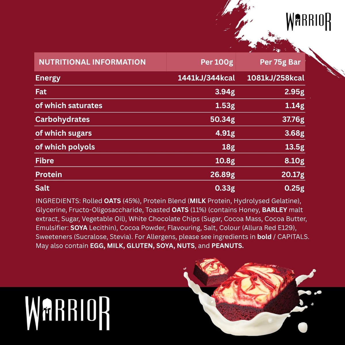 Warrior RAW Protein Bars 12 x 75g High Protein Oat Flapjack Snack