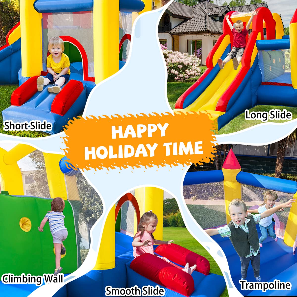 Baralir 7-in-1 Kids Inflatable Bouncy Castle with Blower — 371x351x188cm | Ages 3-10