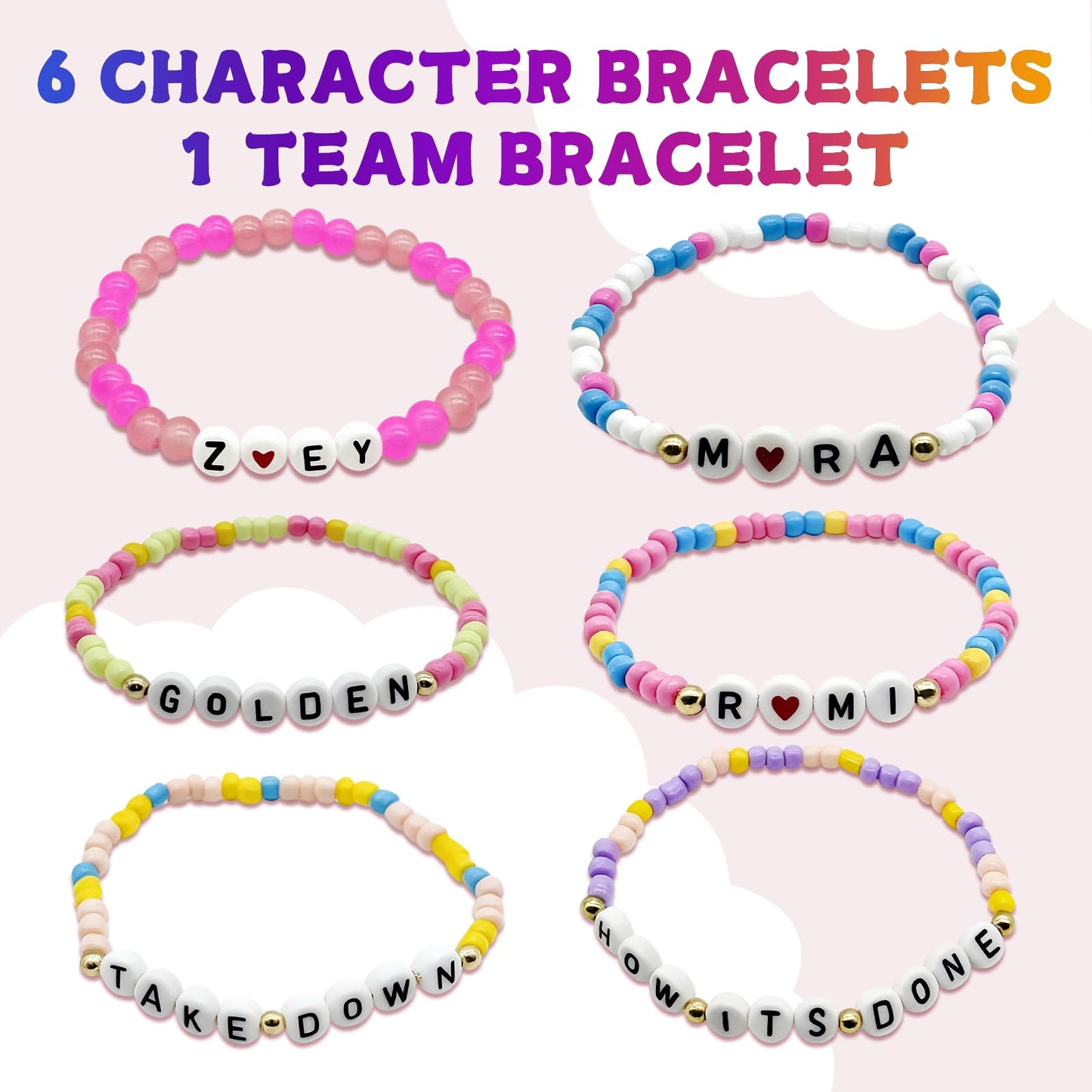 For Grils Bracelet Korea-pop DemOn Friendship Merch Bracelets Stackable Stretch Hunters Singer Inspired Letter Bracelets for Girls Women Fans Valentine's Day Birthday Easter Gifts
