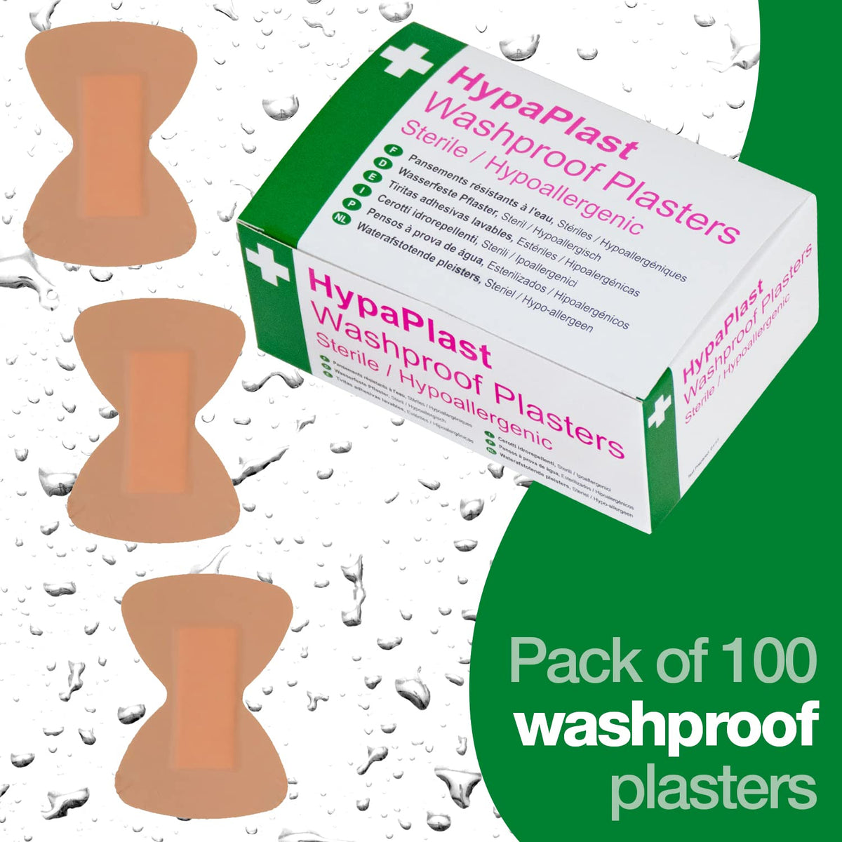 Safety First Aid Group HypaPlast Pink Washproof Plasters, 7.2 x 2.5 cm (Pack of 100)