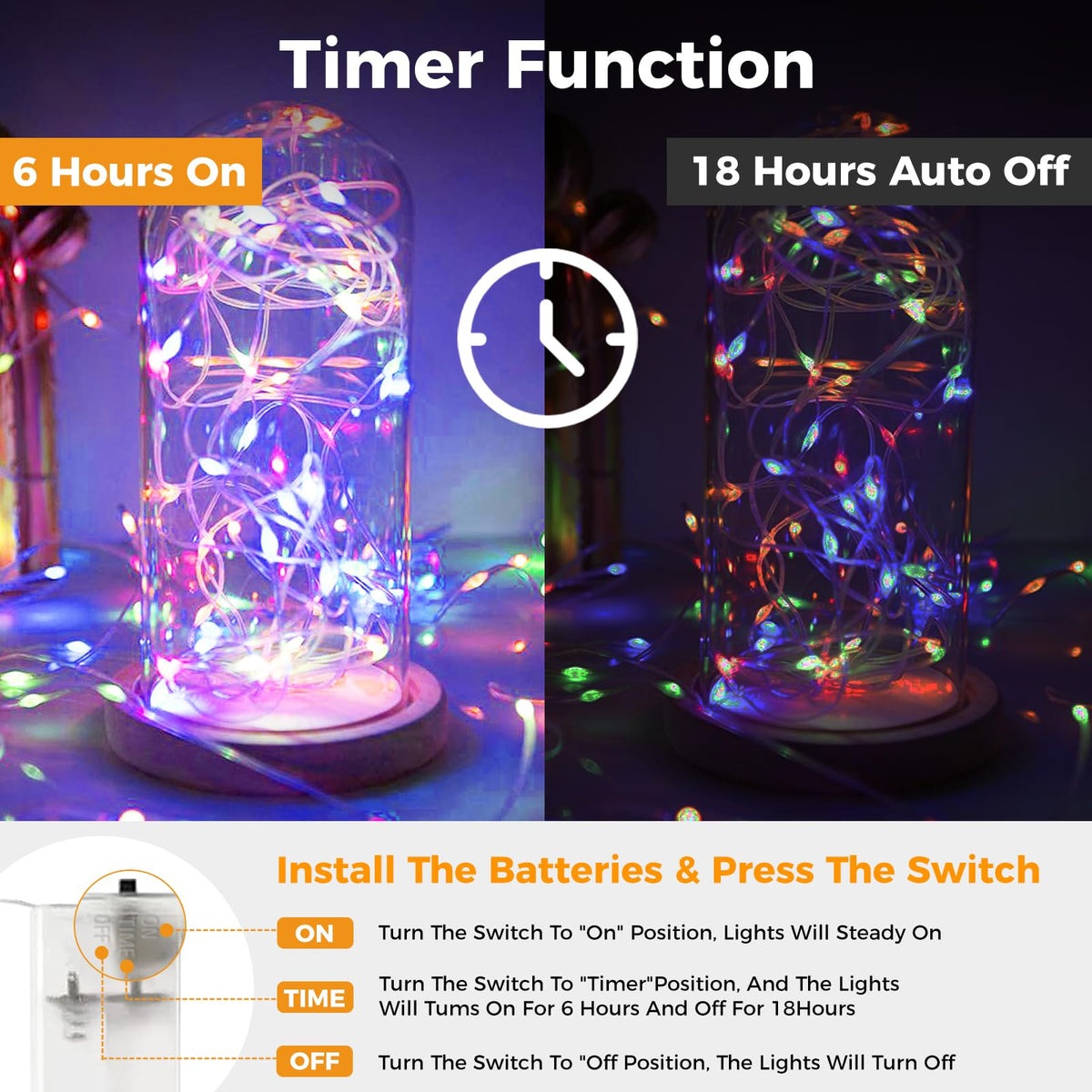 btfarm 2 Pack Halloween Orange Fairy Lights Battery Operated with Timer