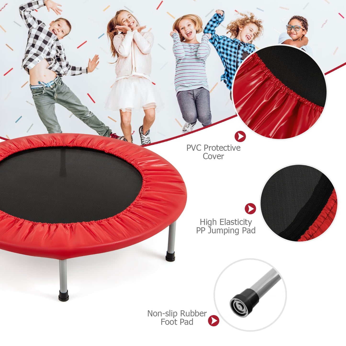 COSTWAY 38" Foldable Mini Fitness Trampoline with Carry Bag — Max 150 kg