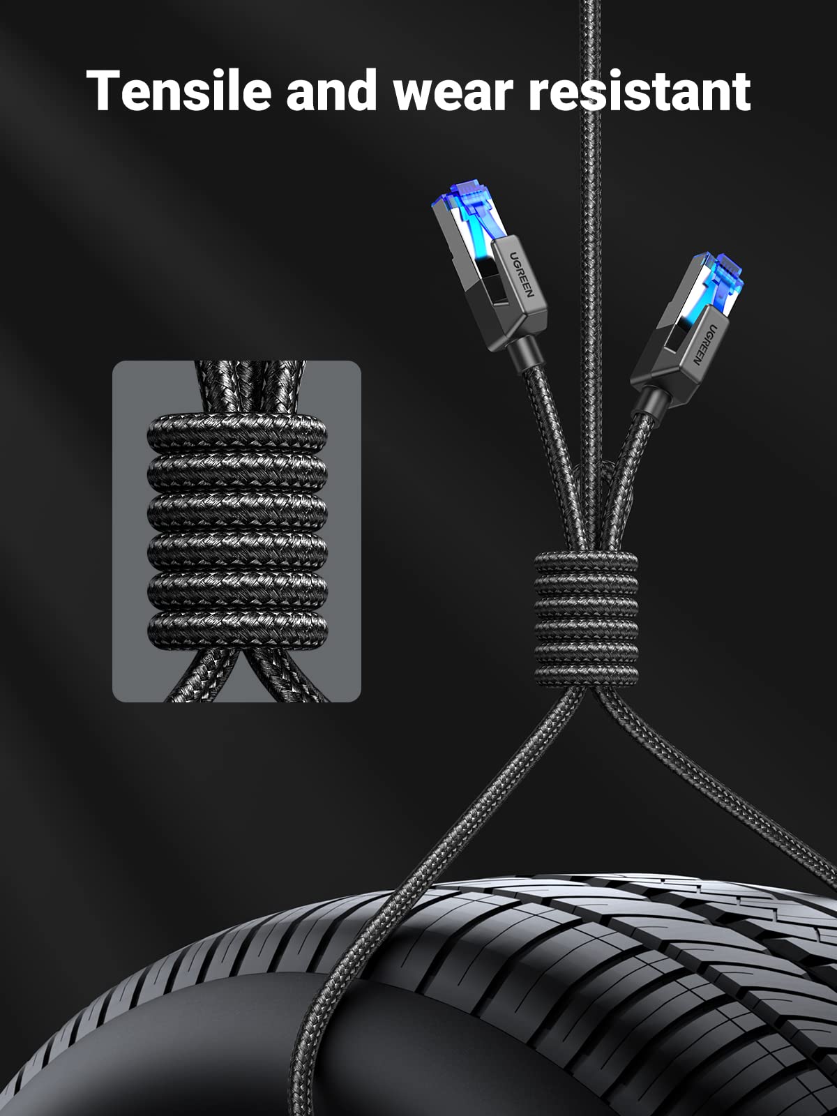UGREEN Ethernet Cable 2m, Cat 8 High-Speed 40Gbps Internet Cable Braided