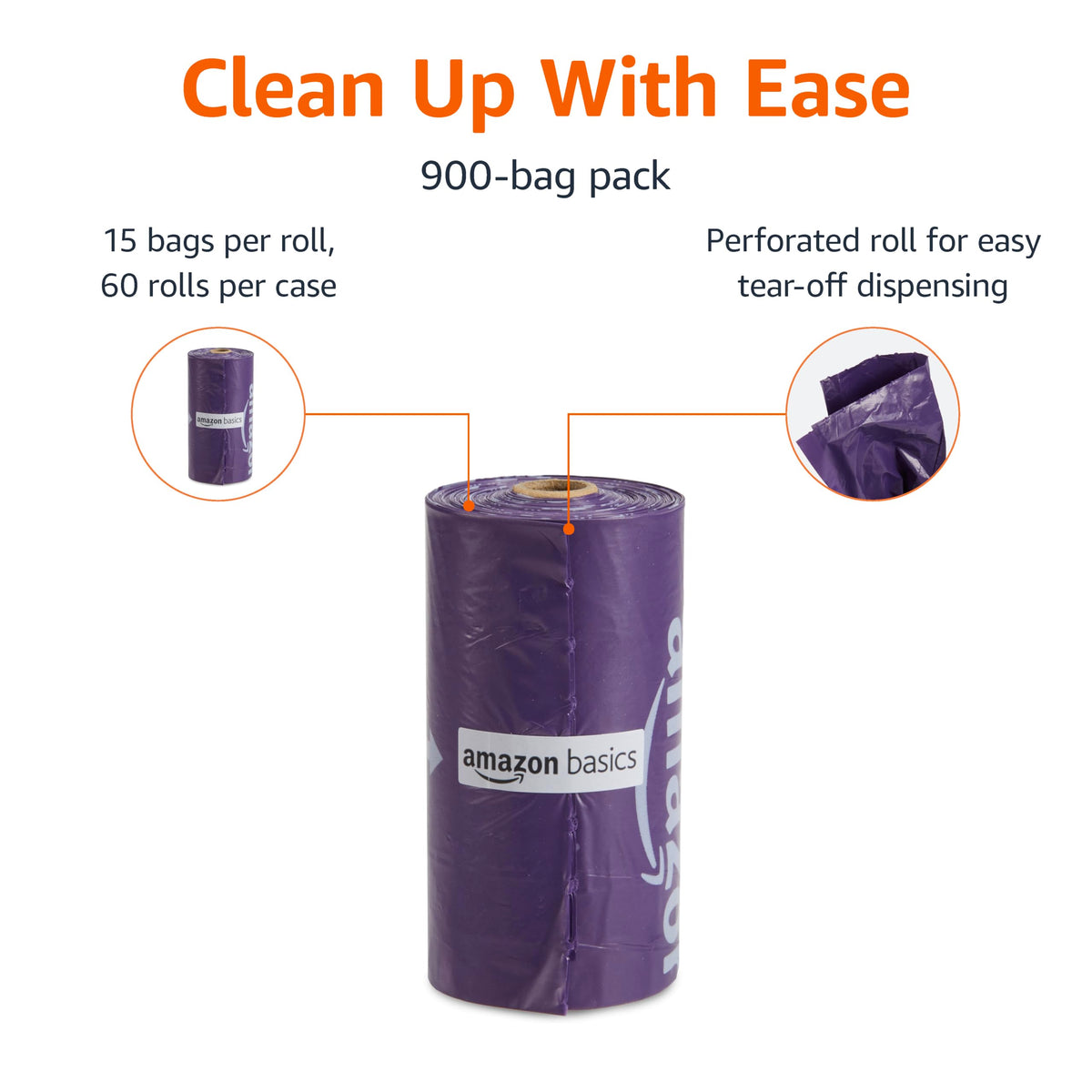 Amazon Basics Dog Poop/Waste Bags without Dispenser, Lavender, 300 Bags (20 Packs of 15 Bags)