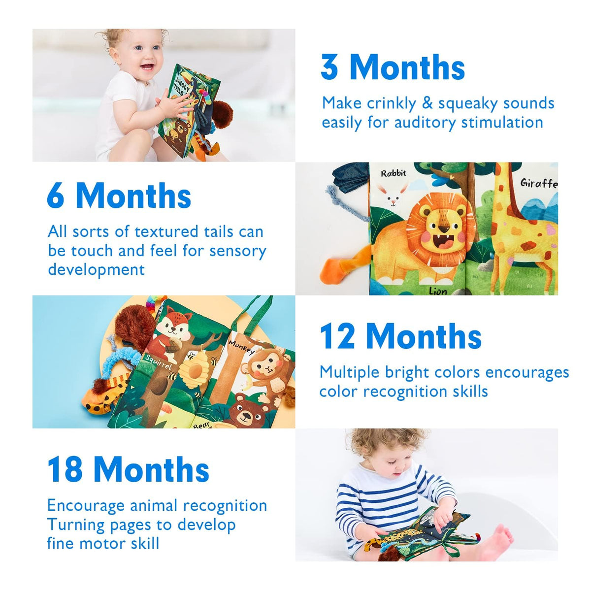 hahaland Baby Books 0-6 Months Infant Tummy Time Toys High Contrast