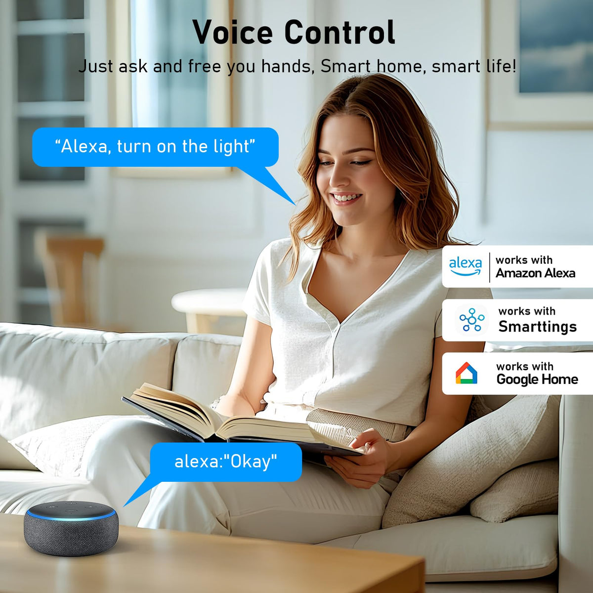 Smart Plug, TVLIVE 2 Pack Smart Plugs that Work with Alexa (Echo, Echo Dot), Google Home Voice Control, Energy Monitoring, Remote Control, Timer & Schedule, smart wifi plug socket UK, No Hub Required