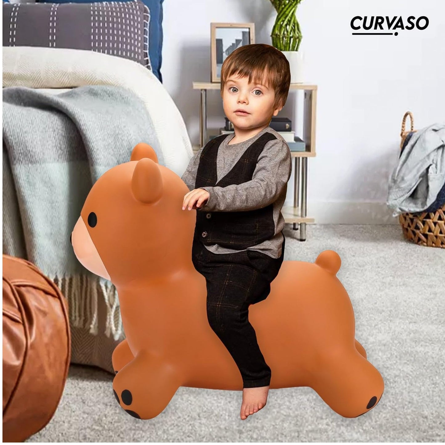 Green Dino Animal Bouncy Jump Space Hopper Inflatable Ride On Kids Children's Fun Toy Gift For Boys Girls Indoors Outdoors Pump Included PA7041