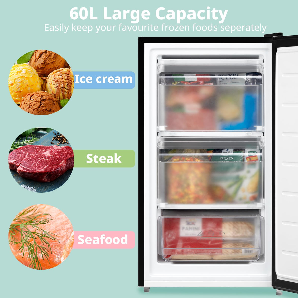 COMFEE' 60L Under Counter Freezer, 4-Star Freezing, RCU60WH2(E)