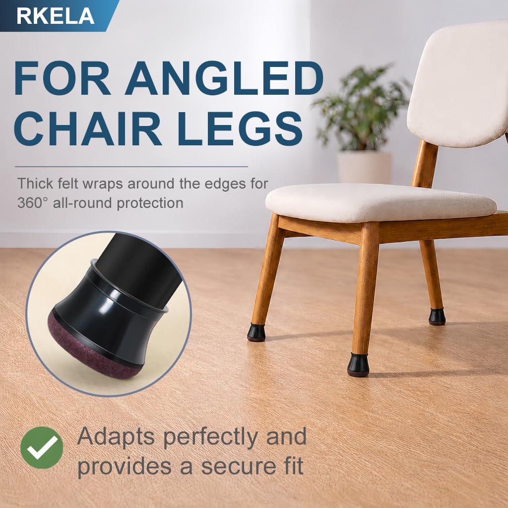 Chair Leg Floor Protectors, 16 Pcs, Medium Round Black