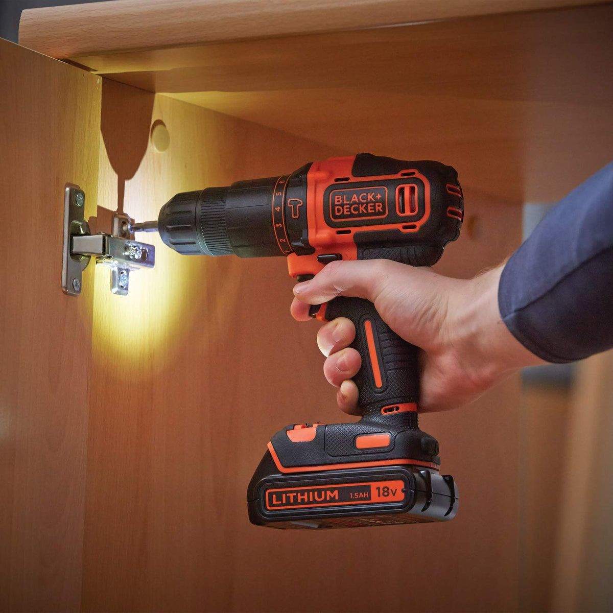 BLACK+DECKER 18V Cordless Hammer Drill, BCD700S1K-GB
