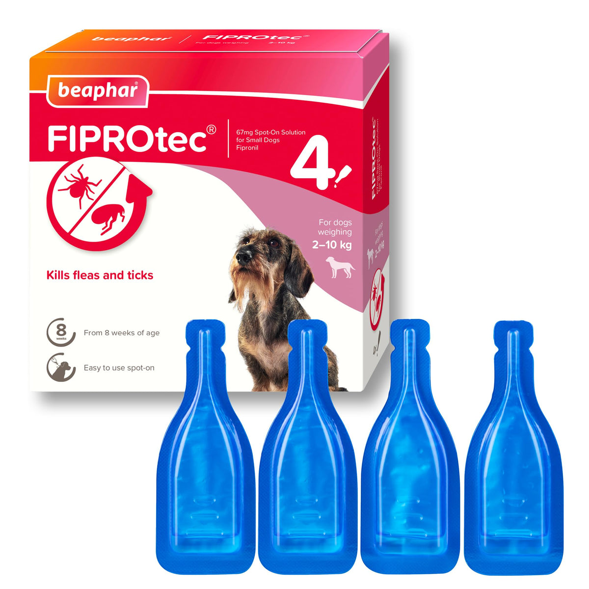 Beaphar - FIPROtec Spot-On Flea & Tick Treatment for Medium Dogs 10-20kg - 6 Pipettes - Kills Fleas & Ticks – Veterinary Medicine - Easy to Apply Monthly - Suitable for Dogs & Puppies from 8 Weeks