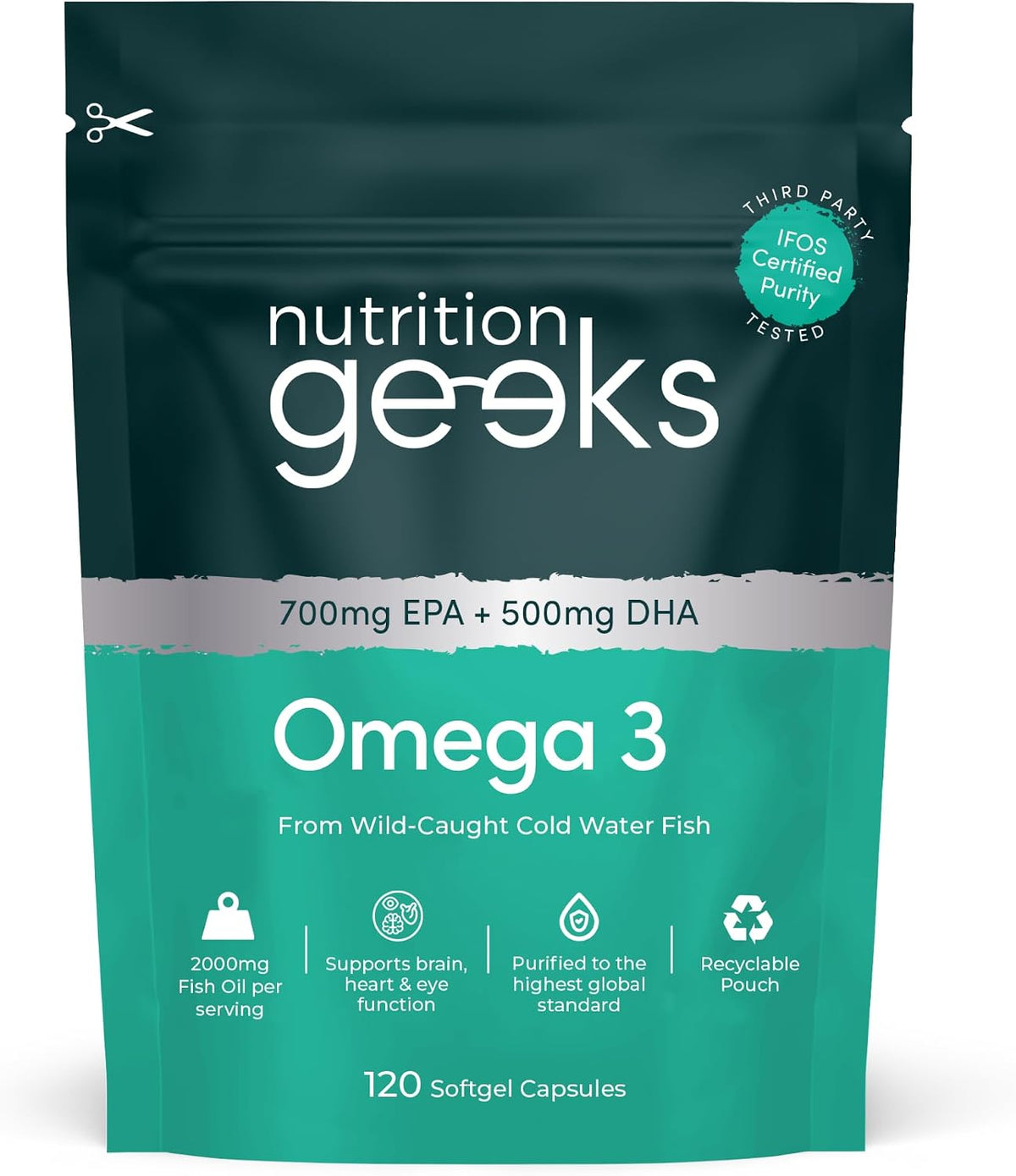 Omega 3 Capsules High Strength 2000mg Fish Oil - Certified IFOS Purity