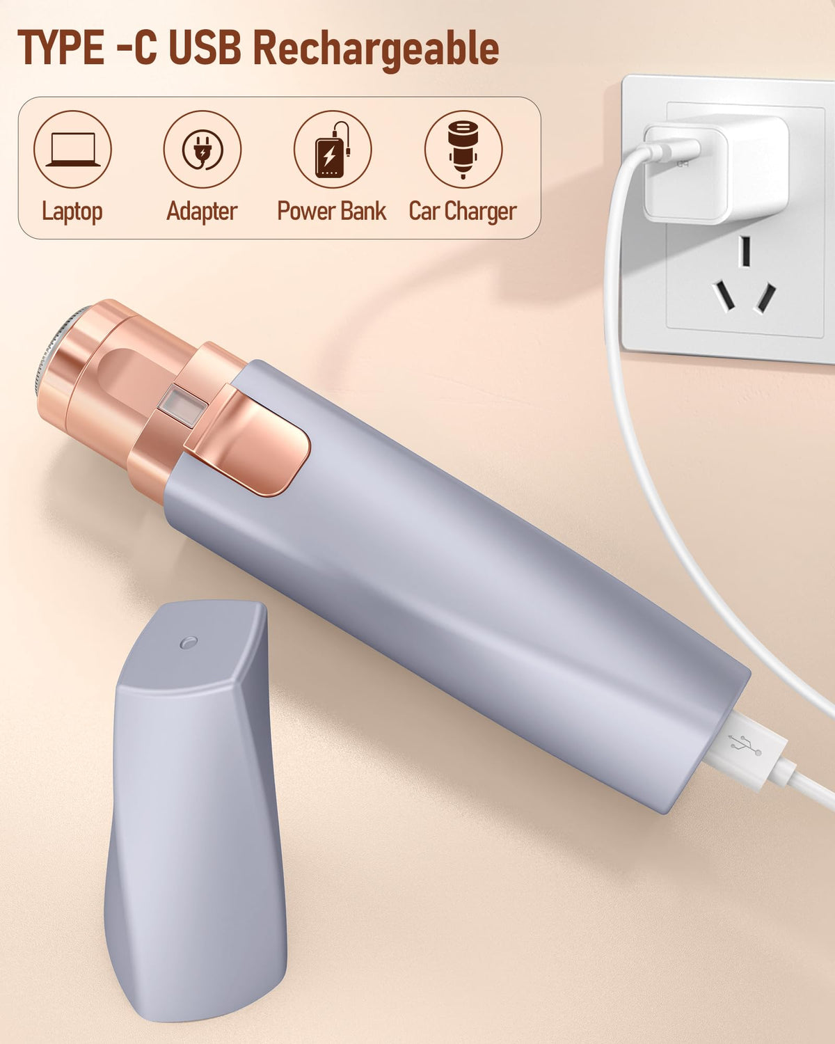 Eyebrow & Facial Hair Trimmer for Women: 2 in1 Rechargeable Facial Hair Removal and Eyebrow Shaver, Painless Shaving with Built-in LED Light - Perfect for Face, Lips, and Body