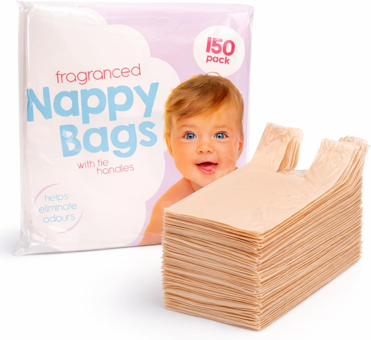 D.A.Y. Republic 150 Nappy Bags Fragranced Diaper Disposal Bags, Tie Handle