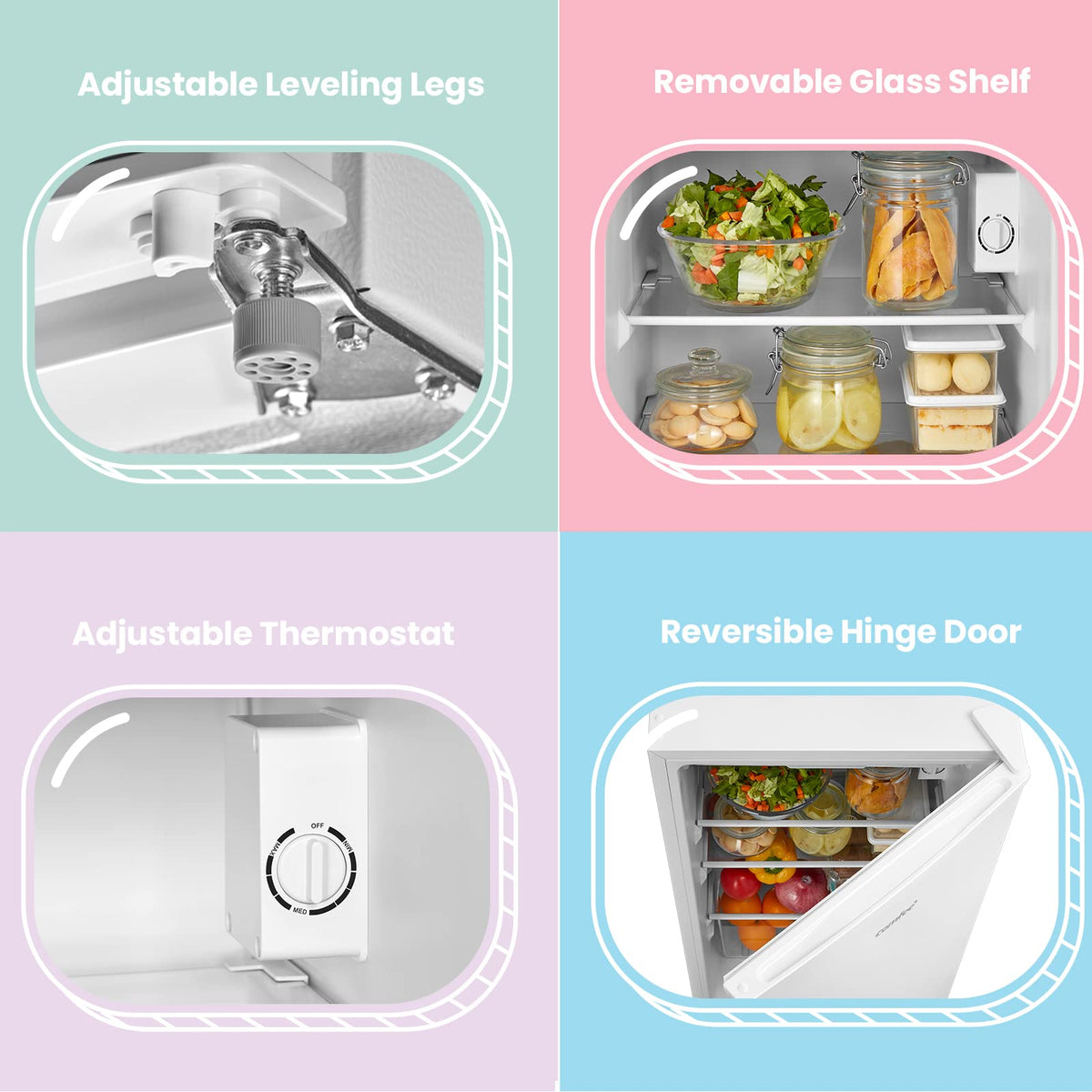 COMFEE' 87L Under Counter Fridge Freezer, Reversible Door, RCT87BL2(E)