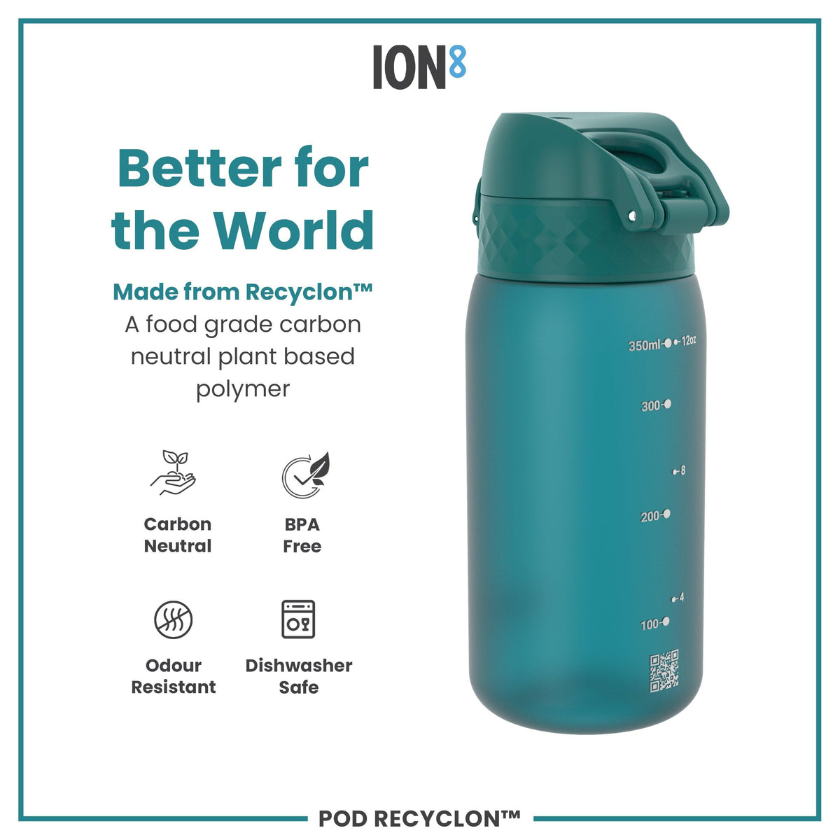 ION8 Kids Water Bottle, 350 ml/12 oz, Leak Proof, Easy to Open, Secure Lock, Dishwasher Safe, Carry Handle, Hygienic Flip Cover, Easy Clean, Odour Free, Rose Pink