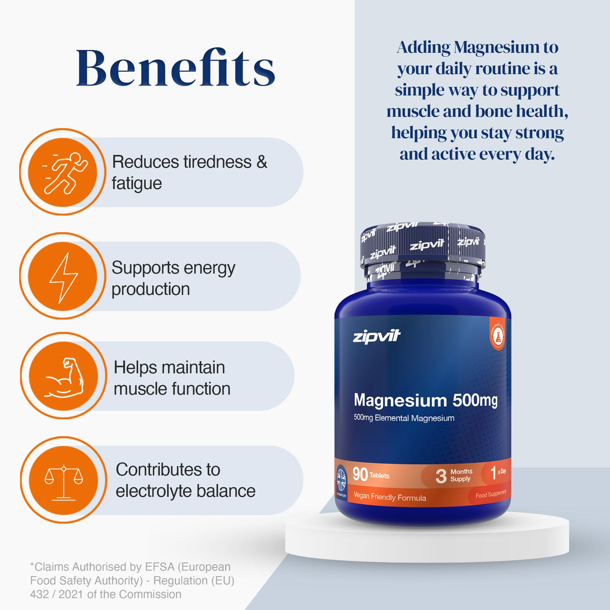 Zipvit Magnesium Glycinate 2000mg with Vitamin B6, 120 Tablets - Vegan