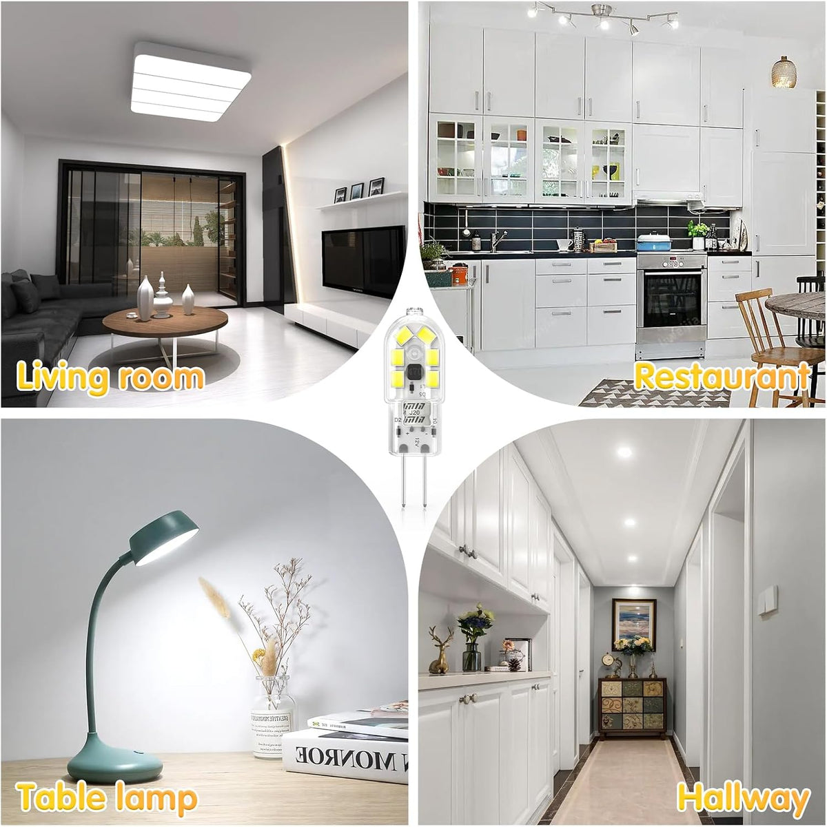 2W G4 LED Bulbs Warm White 3000K, Replacement 20W Halogen Bulb, Non Flicker AC/DC 12V Energy Saving G4 LED Capsule Light Bulbs, Non-Dimmable, 10 Pack