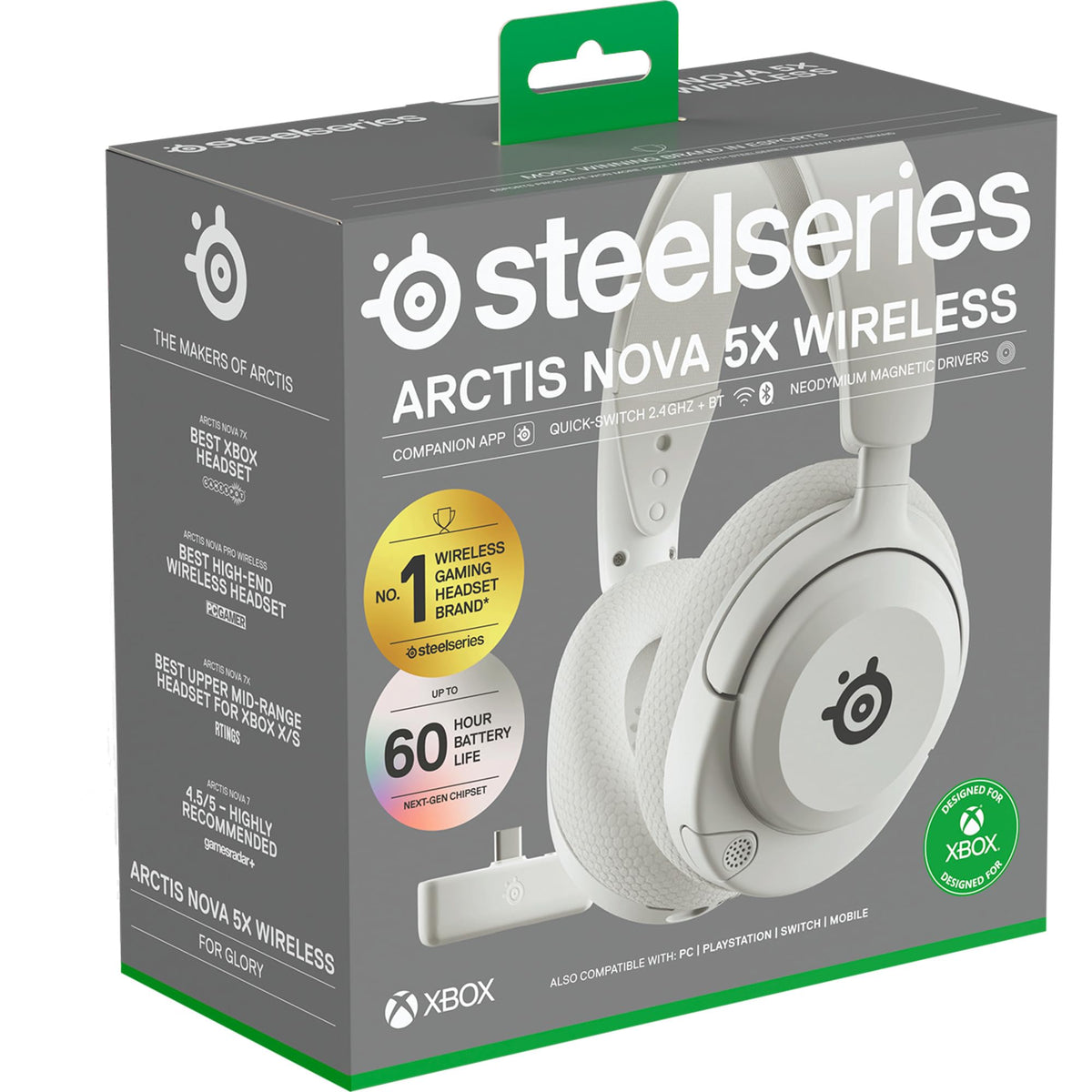 SteelSeries Arctis Nova 5X Wireless - Xbox Gaming Headset - 100+ Audio Presets via App - Neodymium Magnetic Drivers - 60H Battery - 2.4GHz/BT - ClearCast Gen2.X Mic - Supports PC, PS, Mobile