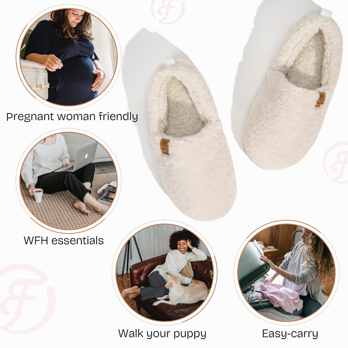 EverFoams Women's Fuzzy Full Slippers Faux Shearling Memory Foam